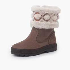 Botas<Pisamonas Botas Adorno Geometrico Cuello Pelito Color Topo