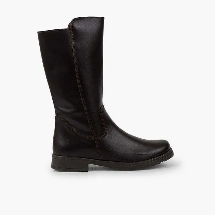 Botas<Pisamonas Botas Altas Piel Niña Y Mujer Cana Ancha