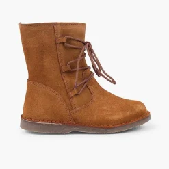 Botas<Pisamonas Botas Borreguito Niña Cordones Cruzados Cremallera