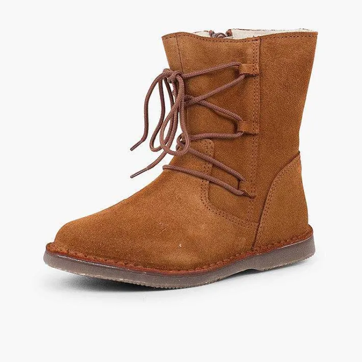 Botas<Pisamonas Botas Borreguito Niña Cordones Cruzados Cremallera