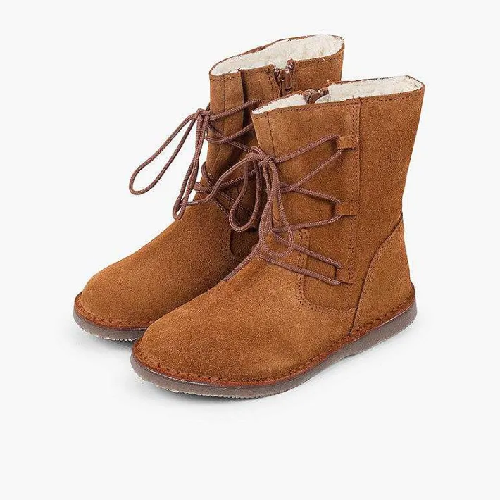 Botas<Pisamonas Botas Borreguito Niña Cordones Cruzados Cremallera