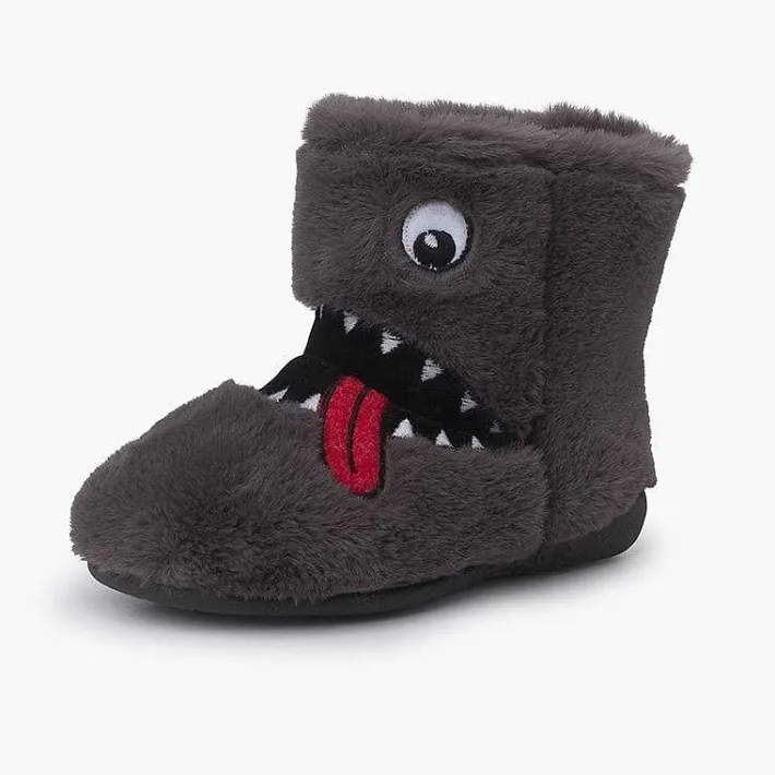 Zapatillas Casa<Pisamonas Botas Casa Invierno Dibujo Monstruo Color Gris