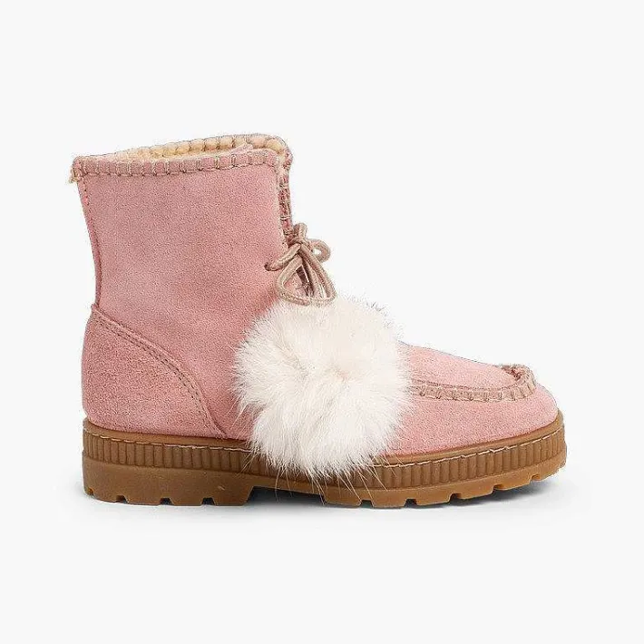 Botas<Pisamonas Botas Con Pompones Serraje Niña