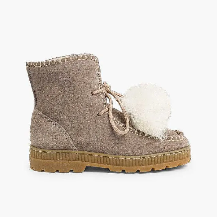 Botas<Pisamonas Botas Con Pompones Serraje Niña