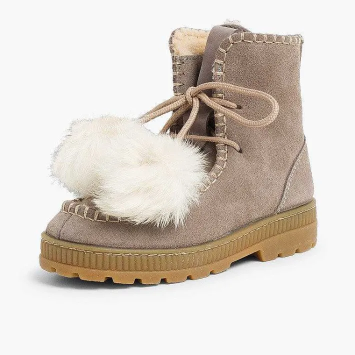 Botas<Pisamonas Botas Con Pompones Serraje Niña