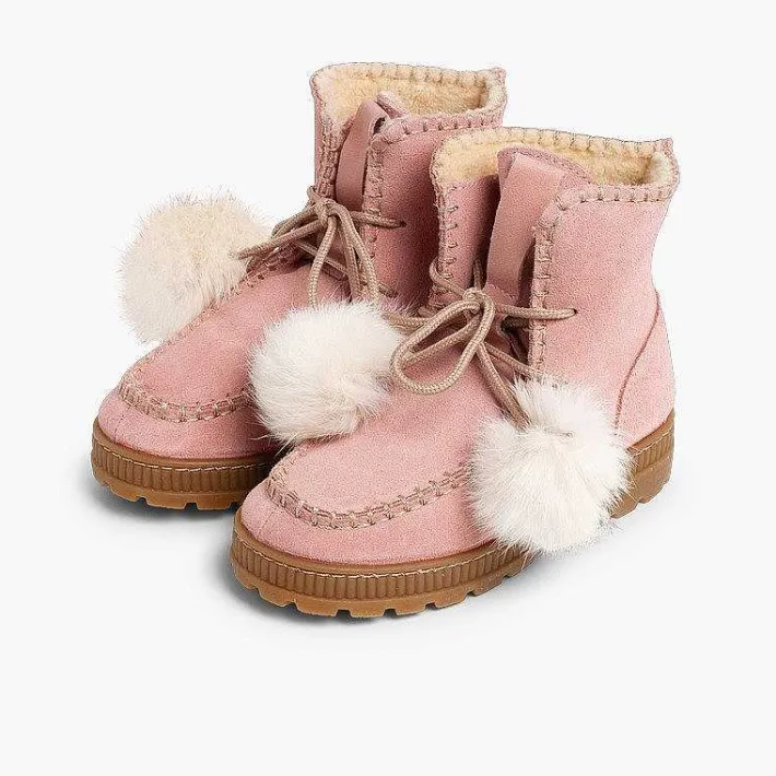 Botas<Pisamonas Botas Con Pompones Serraje Niña