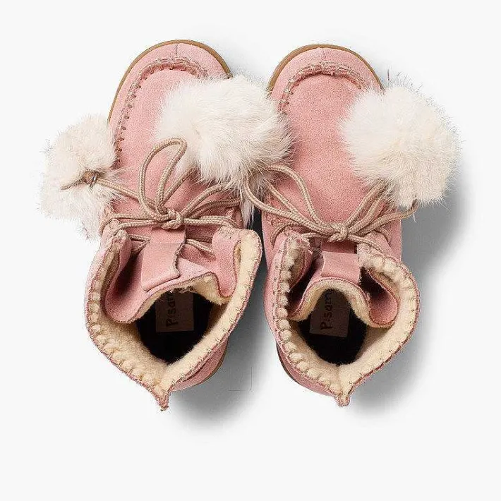 Botas<Pisamonas Botas Con Pompones Serraje Niña