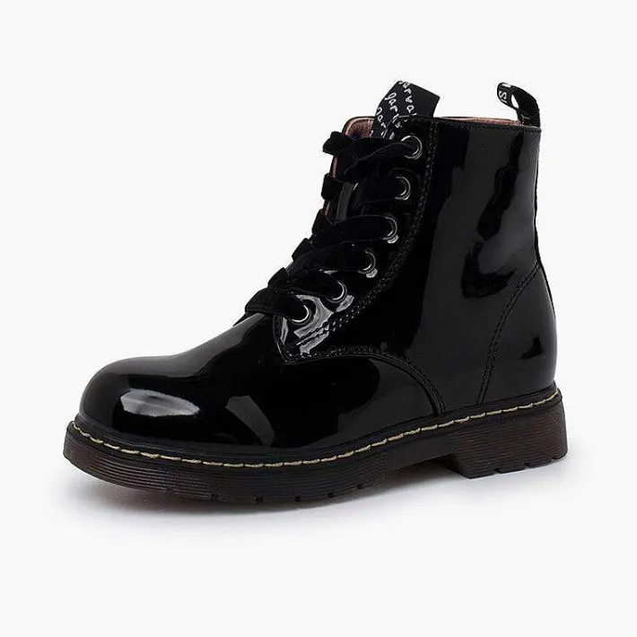 Botas<Pisamonas Botas Cordones Terciopelo Tipo Charol Garvalin