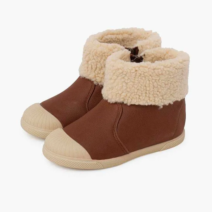 Botas<Pisamonas Botas Cuero Vegano Cremallera Color Marron
