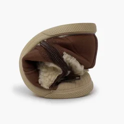 Botas<Pisamonas Botas Cuero Vegano Cremallera Color Marron