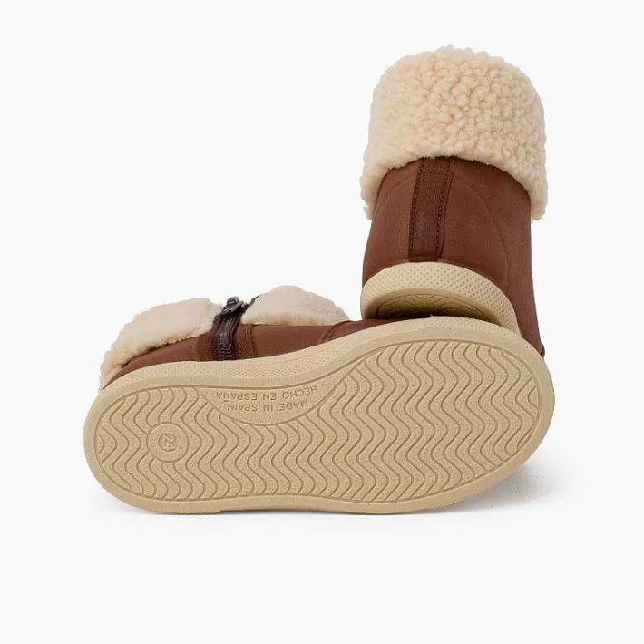 Botas<Pisamonas Botas Cuero Vegano Cremallera Color Marron