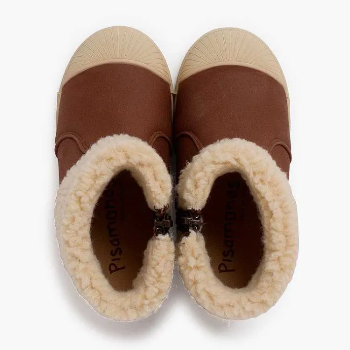 Botas<Pisamonas Botas Cuero Vegano Cremallera Color Marron