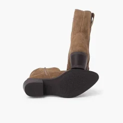 Botas<Pisamonas Botas Estilo Country Serraje Color Arena