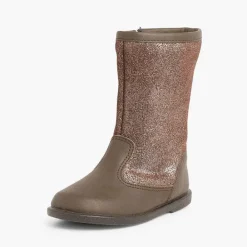 Botas<Pisamonas Botas Niña Piel Y Serraje Brillos