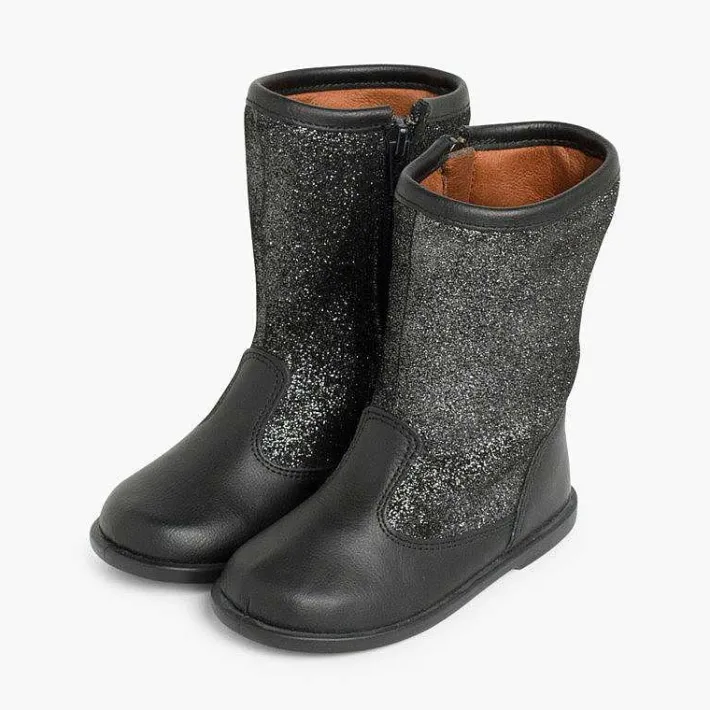 Botas<Pisamonas Botas Niña Piel Y Serraje Brillos