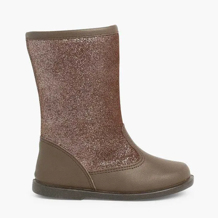 Botas<Pisamonas Botas Niña Piel Y Serraje Brillos