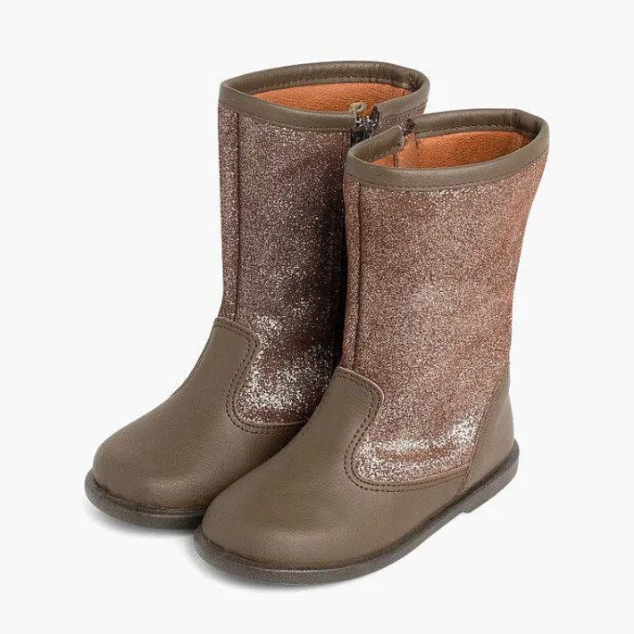 Botas<Pisamonas Botas Niña Piel Y Serraje Brillos