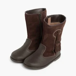 Botas<Pisamonas Botas Niña Piel Y Serraje Borlas