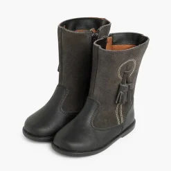 Botas<Pisamonas Botas Niña Piel Y Serraje Borlas