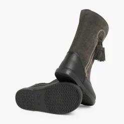 Botas<Pisamonas Botas Niña Piel Y Serraje Borlas