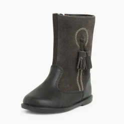 Botas<Pisamonas Botas Niña Piel Y Serraje Borlas