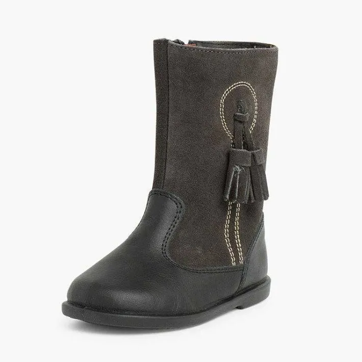 Botas<Pisamonas Botas Niña Piel Y Serraje Borlas