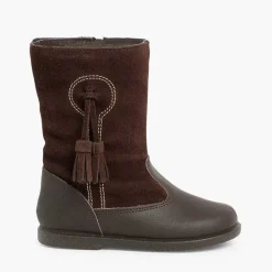 Botas<Pisamonas Botas Niña Piel Y Serraje Borlas