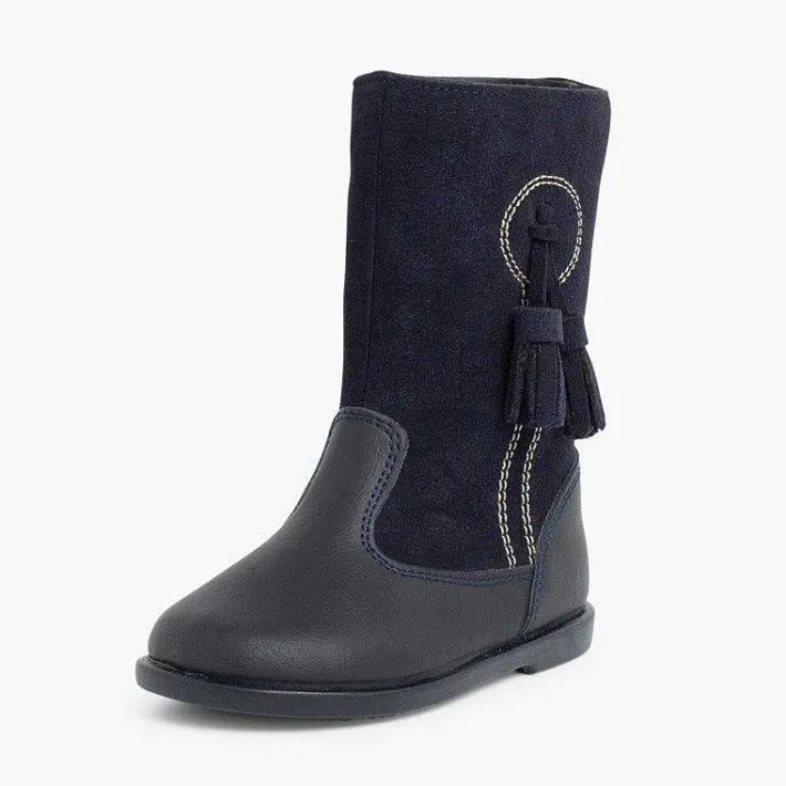 Botas<Pisamonas Botas Niña Piel Y Serraje Borlas