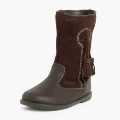 Botas<Pisamonas Botas Niña Piel Y Serraje Borlas