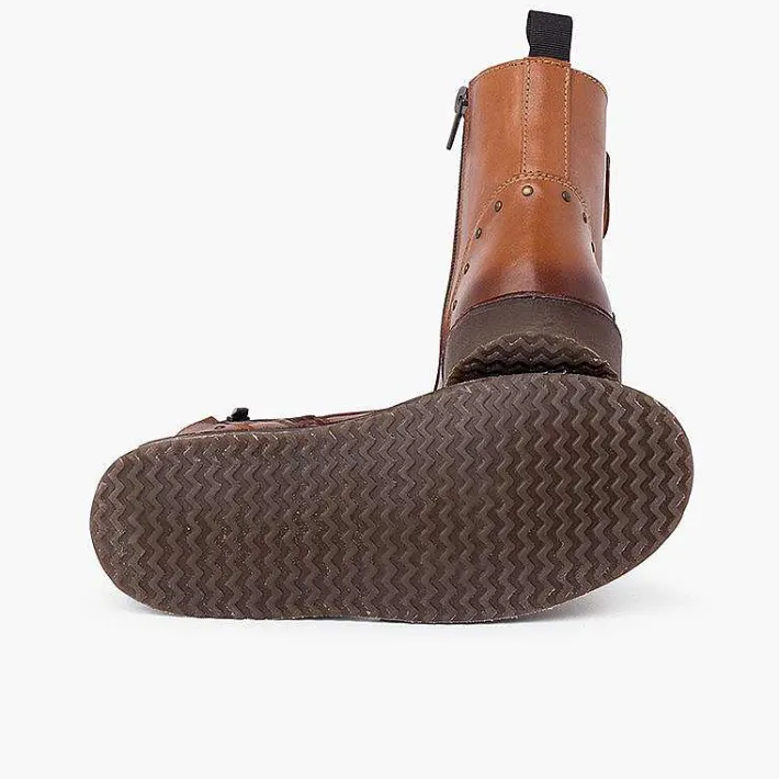 Botas<Pisamonas Botas Piel Y Tachuelas Con Doble Cremallera