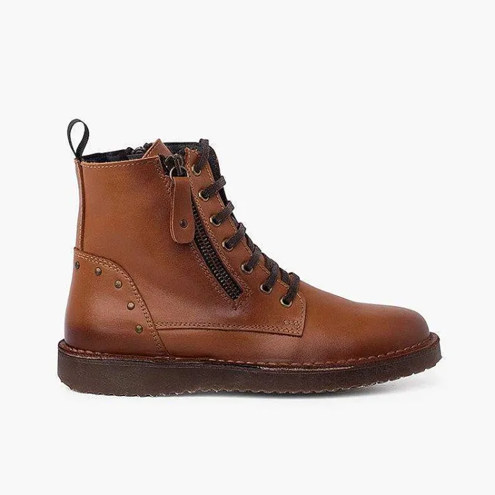 Botas<Pisamonas Botas Piel Y Tachuelas Con Doble Cremallera