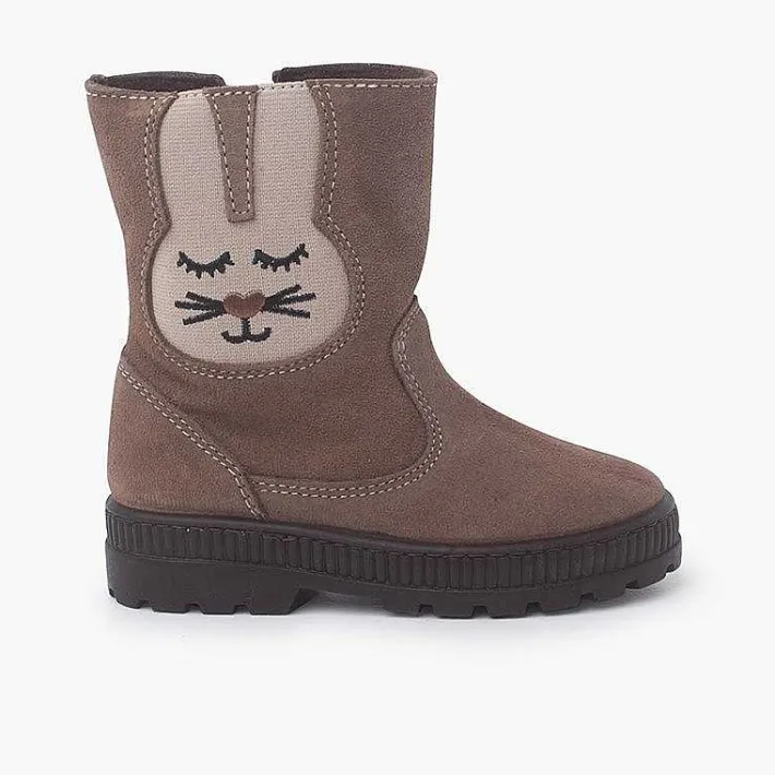 Botas<Pisamonas Botas Serraje Elastico Conejo Color Topo