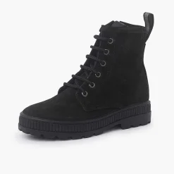 Botas<Pisamonas Botas Serraje Estilo Militar Niños Color Negro