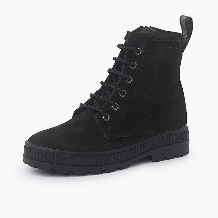 Botas<Pisamonas Botas Serraje Estilo Militar Niños Color Negro