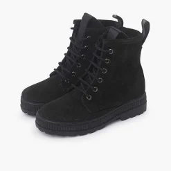 Botas<Pisamonas Botas Serraje Estilo Militar Niños Color Negro
