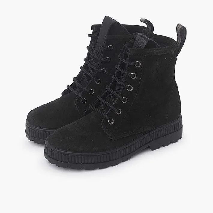 Botas<Pisamonas Botas Serraje Estilo Militar Niños Color Negro