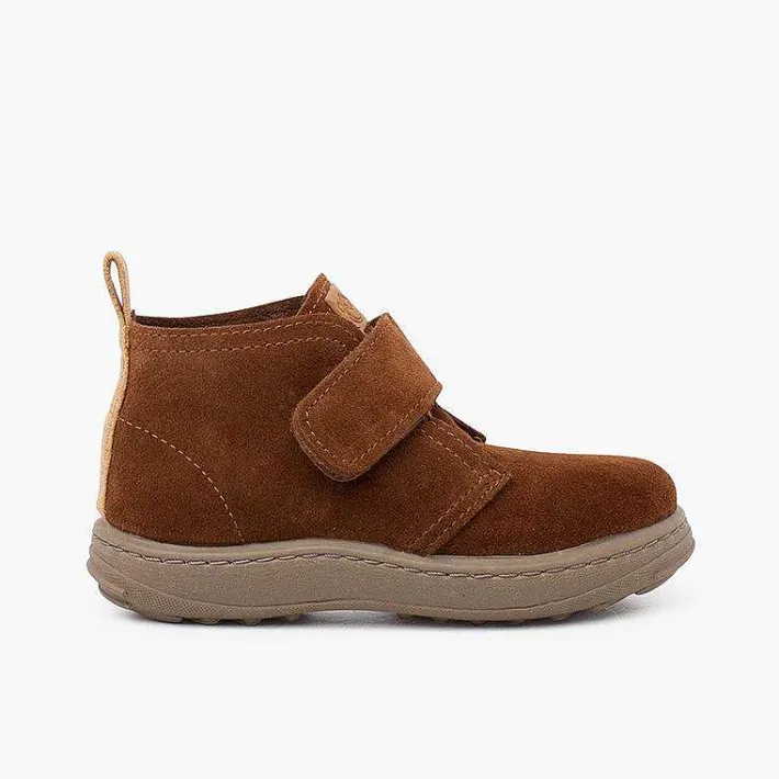 Botas<Pisamonas Botas Serraje Niños Suela Sport Tira Adherente