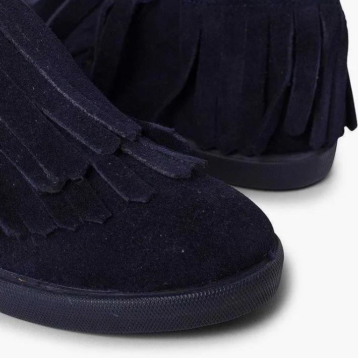 Botas<Pisamonas Botin Serraje Flecos Cremallera Lateral