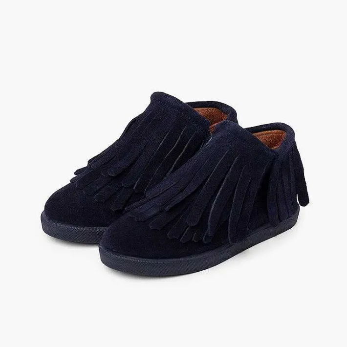 Botas<Pisamonas Botin Serraje Flecos Cremallera Lateral