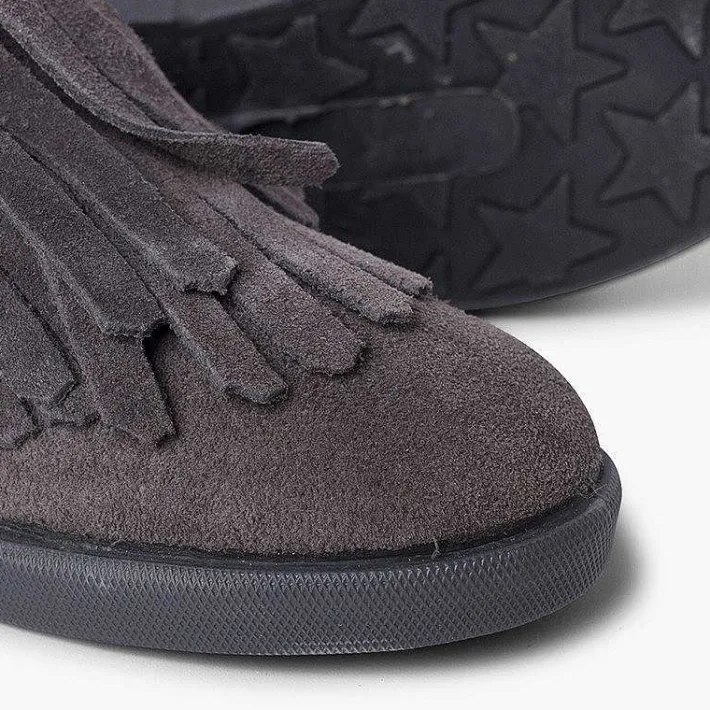 Botas<Pisamonas Botin Serraje Flecos Cremallera Lateral