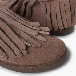 Botas<Pisamonas Botin Serraje Flecos Cremallera Lateral