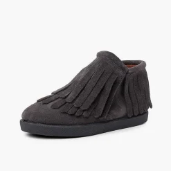 Botas<Pisamonas Botin Serraje Flecos Cremallera Lateral