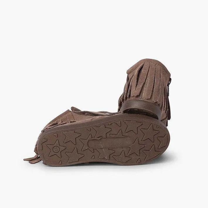 Botas<Pisamonas Botin Serraje Flecos Cremallera Lateral