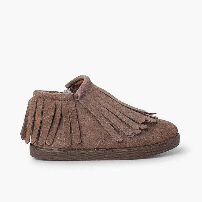 Botas<Pisamonas Botin Serraje Flecos Cremallera Lateral