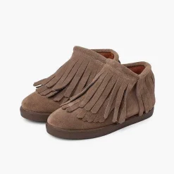 Botas<Pisamonas Botin Serraje Flecos Cremallera Lateral