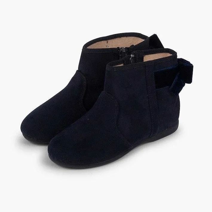 Botas<Pisamonas Botines Con Lazo Terciopelo Y Cremallera