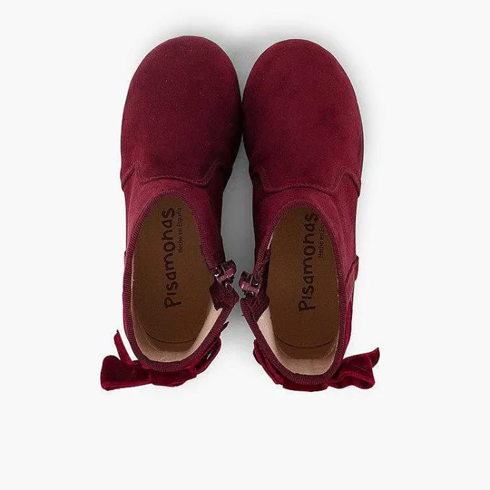 Botas<Pisamonas Botines Con Lazo Terciopelo Y Cremallera
