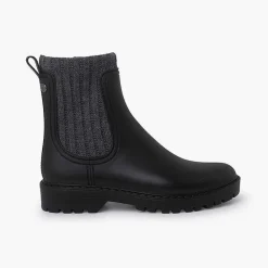 Botas De Agua<Pisamonas Botines Goma Y Lana Jaspeada Track Color Negro-Gris