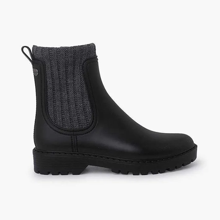 Botas De Agua<Pisamonas Botines Goma Y Lana Jaspeada Track Color Negro-Gris