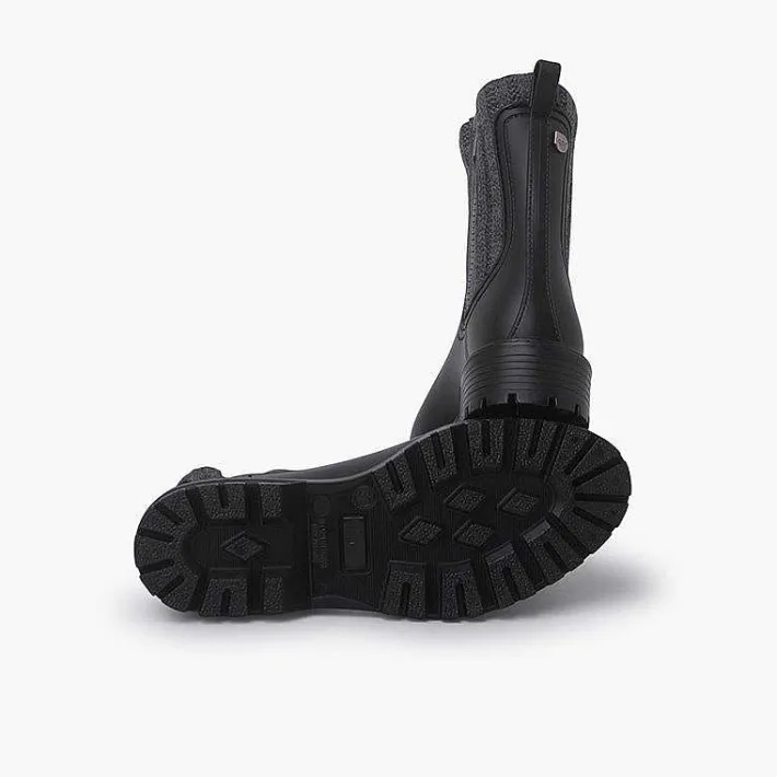Botas De Agua<Pisamonas Botines Goma Y Lana Jaspeada Track Color Negro-Gris